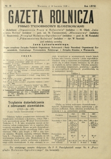 Gazeta Rolnicza : pismo tygodniowe ilustrowane. R. 68, nr 16 (20 kwietnia 1928)
