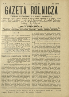 Gazeta Rolnicza : pismo tygodniowe ilustrowane. R. 68, nr 21 (25 maja 1928)