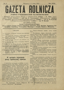 Gazeta Rolnicza : pismo tygodniowe ilustrowane. R. 68, nr 5 (3 lutego 1928)