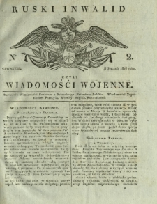 Ruski Inwalid czyli wiadomości wojenne. 1818, nr 2 (3 stycznia)