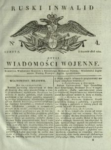 Ruski Inwalid czyli wiadomości wojenne. 1818, nr 4 (5 stycznia)