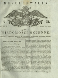 Ruski Inwalid czyli wiadomości wojenne. 1818, nr 31 (6 lutego)