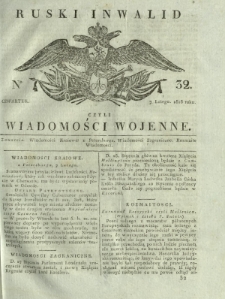 Ruski Inwalid czyli wiadomości wojenne. 1818, nr 32 (7 lutego)