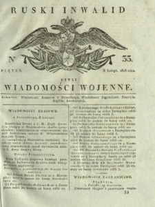 Ruski Inwalid czyli wiadomości wojenne. 1818, nr 33 (8 lutego)