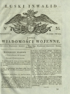 Ruski Inwalid czyli wiadomości wojenne. 1818, nr 35 (10 lutego)