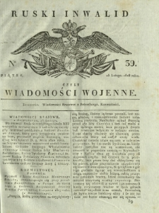 Ruski Inwalid czyli wiadomości wojenne. 1818, nr 39 (15 lutego)