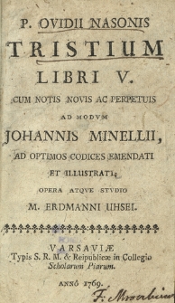 Publii Ovidii Nasonis Tristium Libri V. Cum Notis Novis Ac Perpetuis