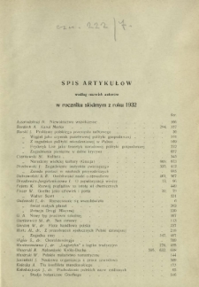 Wiedza i Życie : miesięcznik poświęcony popularyzacji wiedzy R. 7 (1932). Spis artykułów według nazwisk autorów w roczniku siódmym z roku 1932 [oraz] Spis artykułów w roczniku siódmym z roku 1932