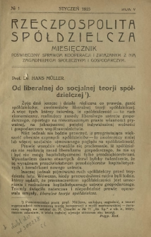 Rzeczpospolita Spółdzielcza : organ Związku Polskich Stowarzyszeń Spożywców R. 5, Nr 1 (styczeń 1925)