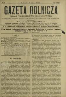 Gazeta Rolnicza : pismo tygodniowe ilustrowane. R. 74, nr 4 (26 stycznia 1934)