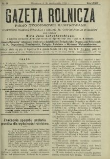 Gazeta Rolnicza : pismo tygodniowe ilustrowane. R. 74, nr 43 (26 października 1934)