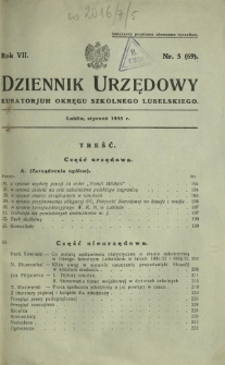 Dziennik Urzędowy Kuratorjum Okręgu Szkolnego Lubelskiego R. 7, nr 5 (69) styczeń 1935