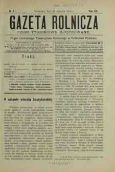 Gazeta Rolnicza : pismo tygodniowe ilustrowane. R. 53, nr 4 (24 stycznia 1913)