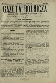 Gazeta Rolnicza : pismo tygodniowe ilustrowane. R. 66, nr 31-32 (10 sierpnia 1926)