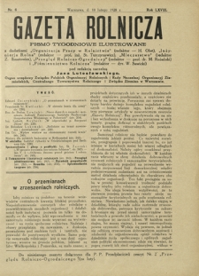 Gazeta Rolnicza : pismo tygodniowe ilustrowane. R. 68, nr 6 (10 lutego 1928)