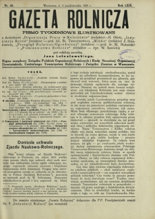 Gazeta Rolnicza : pismo tygodniowe ilustrowane. R. 69, nr 40 (4 października 1929)