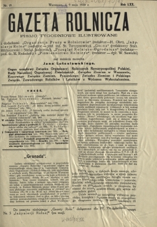 Gazeta Rolnicza : pismo tygodniowe ilustrowane. R. 70, nr 19 (9 maja 1930)