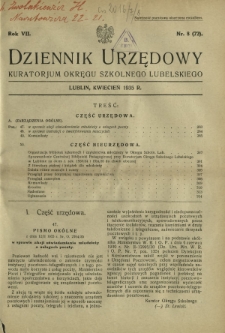 Dziennik Urzędowy Kuratorjum Okręgu Szkolnego Lubelskiego R. 7, nr 8 (72) kwiecień 1935