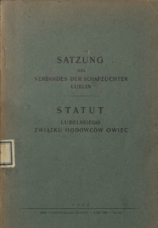 Satzung des Verbandes der Schafzüchter Lublin = Statut Lubelskiego Związku Hodowców Owiec