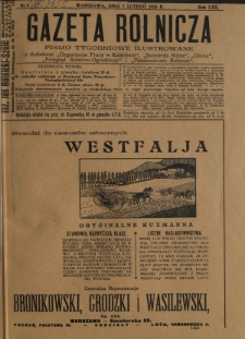 Gazeta Rolnicza : pismo tygodniowe ilustrowane. R. 70, nr 6 (7 lutego 1930)