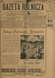 Gazeta Rolnicza : pismo tygodniowe ilustrowane. R. 71, nr 17 (24 kwietnia 1931)