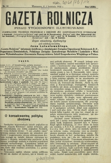 Gazeta Rolnicza : pismo tygodniowe ilustrowane. R. 72, nr 14 (1 kwietnia 1932)