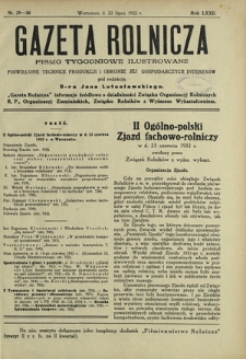 Gazeta Rolnicza : pismo tygodniowe ilustrowane. R. 72, nr 29-30 (22 lipca 1932)