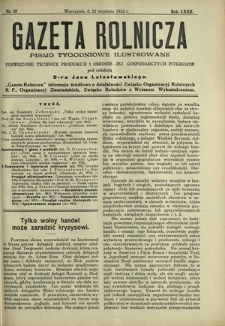 Gazeta Rolnicza : pismo tygodniowe ilustrowane. R. 72, nr 38 (23 września 1932)
