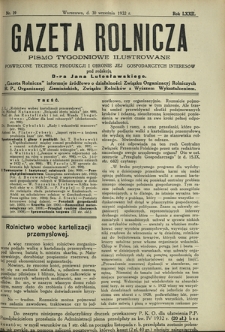 Gazeta Rolnicza : pismo tygodniowe ilustrowane. R. 72, nr 39 (30 września 1932)