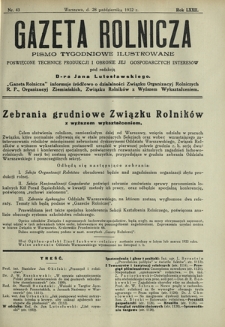 Gazeta Rolnicza : pismo tygodniowe ilustrowane. R. 72, nr 43 (28 października 1932)