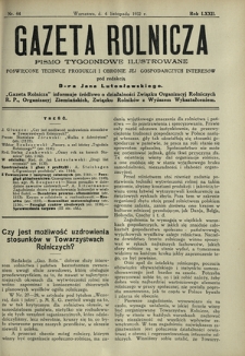 Gazeta Rolnicza : pismo tygodniowe ilustrowane. R. 72, nr 44 (4 listopada 1932)