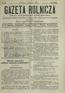 Gazeta Rolnicza : pismo tygodniowe ilustrowane. R. 72, nr 50 (16 grudnia 1932)