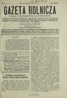 Gazeta Rolnicza : pismo tygodniowe ilustrowane. R. 72, nr 4 (22 stycznia 1932)