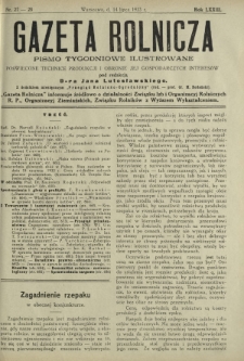 Gazeta Rolnicza : pismo tygodniowe ilustrowane. R. 73, nr 27-28 (14 lipca 1933)