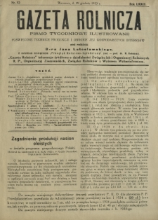 Gazeta Rolnicza : pismo tygodniowe ilustrowane. R. 73, nr 52 (29 grudnia 1932)