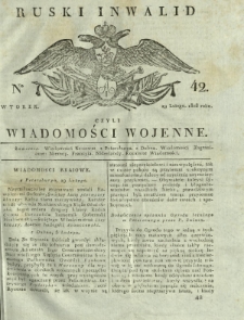 Ruski Inwalid czyli wiadomości wojenne. 1818, nr 42 (19 lutego)