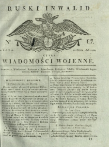 Ruski Inwalid czyli wiadomości wojenne. 1818, nr 67 (20 marca)
