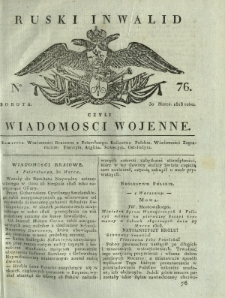 Ruski Inwalid czyli wiadomości wojenne. 1818, nr 76 (30 marca)