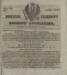 Dziennik Urzędowy Guberni Lubelskiey 1845, Nr 33 + dodatek I + dodatek II + dodatek III + dodatek IV