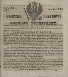 Dziennik Urzędowy Guberni Lubelskiey 1845, Nr 35 + dodatek I + dodatek II + dodatek III