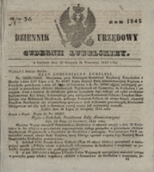 Dziennik Urzędowy Guberni Lubelskiey 1845, Nr 36 + dodatek I + dodatek II + dodatek III