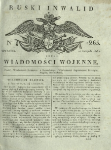 Ruski Inwalid czyli wiadomości wojenne. 1818, nr 265 (14 listopada)