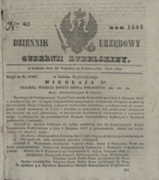 Dziennik Urzędowy Guberni Lubelskiey 1845, Nr 40 + dodatek I + dodatek II + dodatek III + dodatek IV