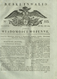 Ruski Inwalid czyli wiadomości wojenne. 1818, nr 113 (18 maja)