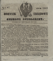 Dziennik Urzędowy Guberni Lubelskiey 1845, Nr 47 + dodatek I + dodatek II