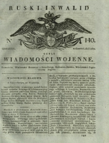 Ruski Inwalid czyli wiadomości wojenne. 1818, nr 140 (20 czerwca)