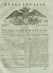 Ruski Inwalid czyli wiadomości wojenne. 1818, nr 149 (30 czerwca)