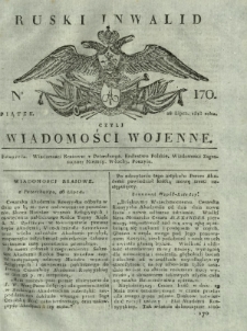 Ruski Inwalid czyli wiadomości wojenne. 1818, nr 170 (26 lipca)