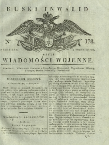 Ruski Inwalid czyli wiadomości wojenne. 1818, nr 178 (4 sierpnia)
