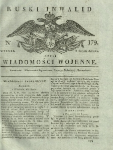 Ruski Inwalid czyli wiadomości wojenne. 1818, nr 179 (6 sierpnia)